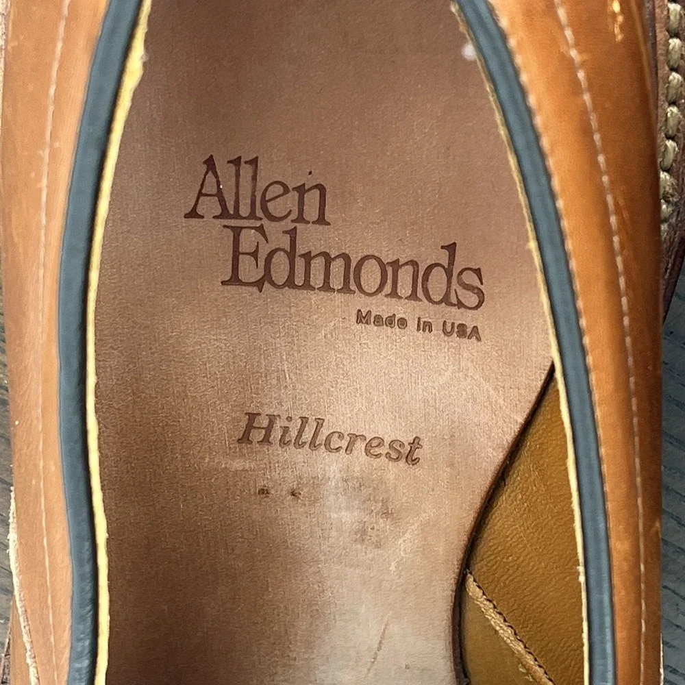 Allen Edmonds Hillcrest Shoes Mens 9.5D Brown Leather Derby Oxford Dress Lace Up